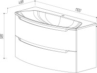 Тумба с раковиной Belux Ганновер 110 подвесная, белая глянцевая, 2 ящика