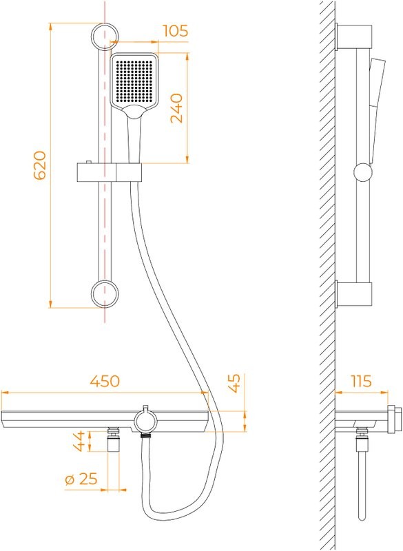 Смеситель для душа RGW Shower Panels SP-41Gr серый