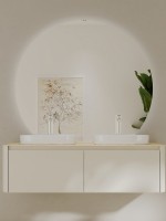 Тумба с раковиной Black&White 140 подвесная, глянцевая бежевая, две раковины