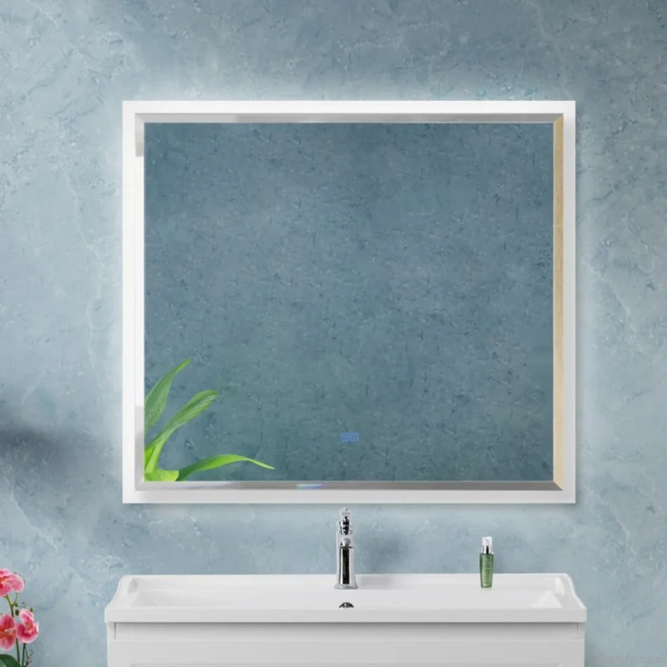 Зеркало Cezares Interni 100x90 с подсветкой, с антизапотевателем, белое