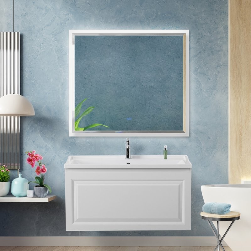 Зеркало Cezares Interni 100x90 с подсветкой, с антизапотевателем, белое