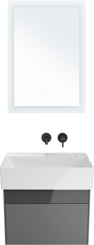 Мебель для ванной комнаты KERAMA MARAZZI Logica 60 подвесная, стальная серая, без отверстий под смеситель