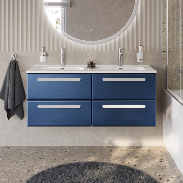 Тумба с раковиной Cezares Eco Cer-N 120 4 ящика, sapfiro, раковина Duet 120, двойная, ручки сатин