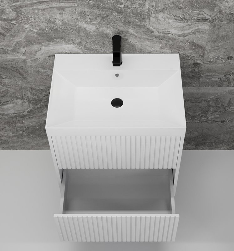 Тумба под раковину без столешницы Style Line Стокгольм 60 подвесная, белый рифленый софт