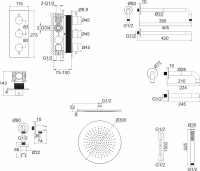 Душевой комплект WHITECROSS Y YSET11GL С ВНУТРЕННЕЙ ЧАСТЬЮ, золото