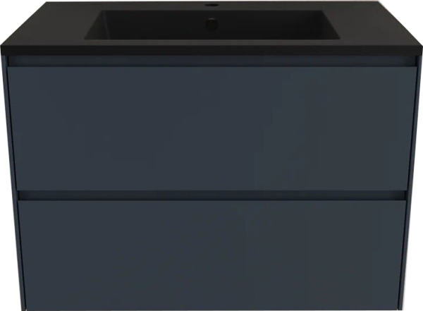 Тумба с раковиной Style Line Лима 80 см подвесная LINE 80 2 ящика PLUS Графит ЭМАЛЬ, раковина антрацит