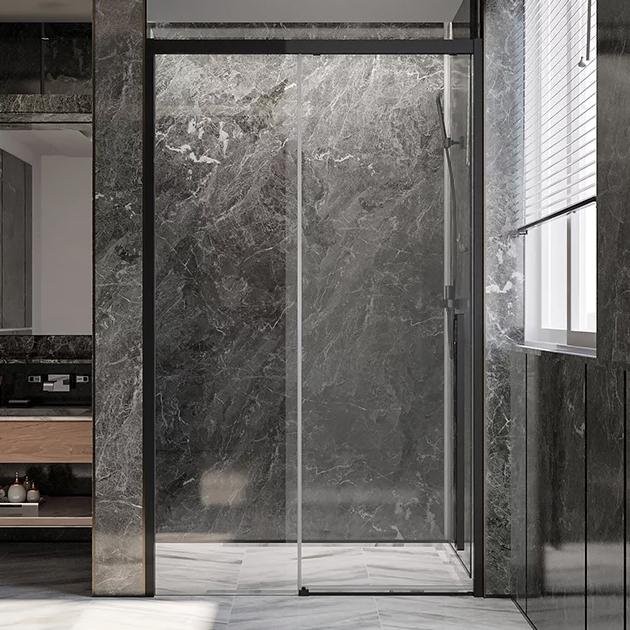Дверь для душевого уголка Veconi Premium Trento PTD-30B 150 см, профиль черный матовый, стекло прозрачное