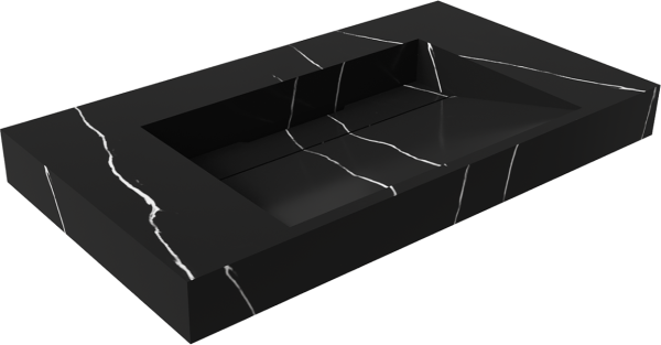 Раковина Armadi Art Flat Nero Marquina 80 с кронштейнами