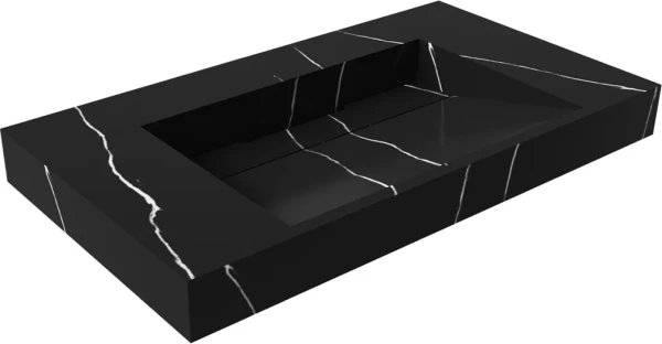 Раковина Armadi Art Flat Nero Marquina 80 с кронштейнами