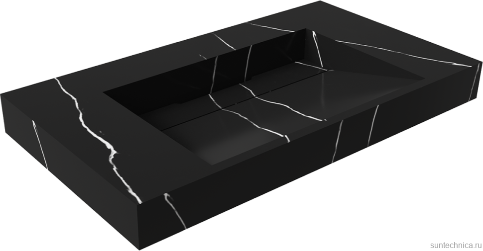Раковина Armadi Art Flat Nero Marquina 80 с кронштейнами
