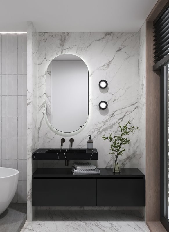 Раковина Armadi Art Flat Nero Marquina 80 с кронштейнами