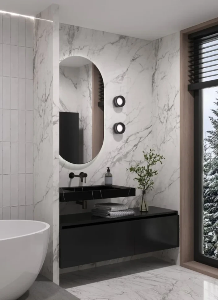 Раковина Armadi Art Flat Nero Marquina 80 с кронштейнами