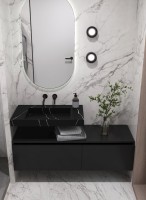 Раковина Armadi Art Flat Nero Marquina 80 с кронштейнами