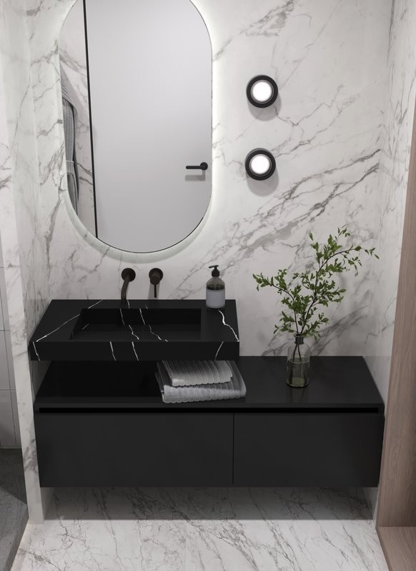 Раковина Armadi Art Flat Nero Marquina 80 с кронштейнами