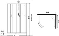 Душевая кабина Niagara Classic NG-3312-14RBKTG 120х80 см, без крыши, с гидромассажем и тропическим душем