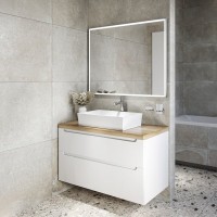 Тумба с раковиной STWORKI Берген 100 белая со светлой столешницей, раковина Bocchi Vessel 1172-061-0125