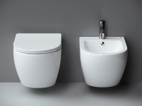 Комплект Унитаз подвесной Ceramicanova Metropol CN4002 безободковый, с микролифтом + Инсталляция Envision CN1001W + Кнопка Round, белая