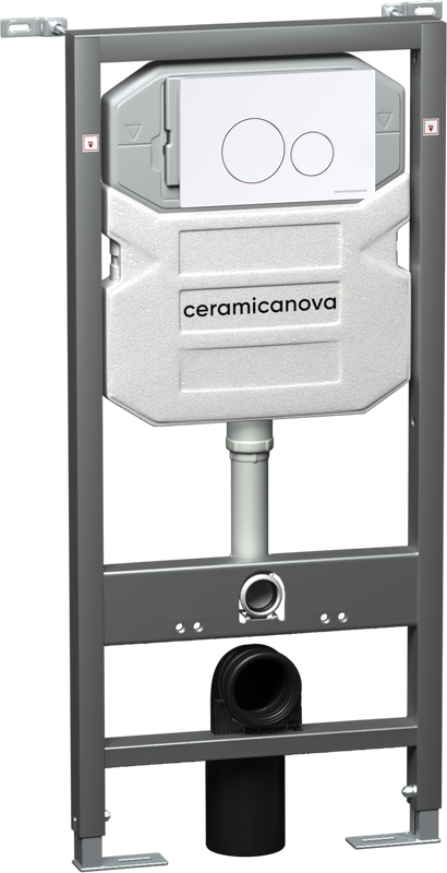 Комплект Унитаз подвесной Ceramicanova Metropol CN4002 безободковый, с микролифтом + Инсталляция Envision CN1001W + Кнопка Round, белая