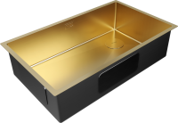 Комплект Мойка Paulmark Next-Skew PM887444-BG брашированное золото + Измельчитель Intenso