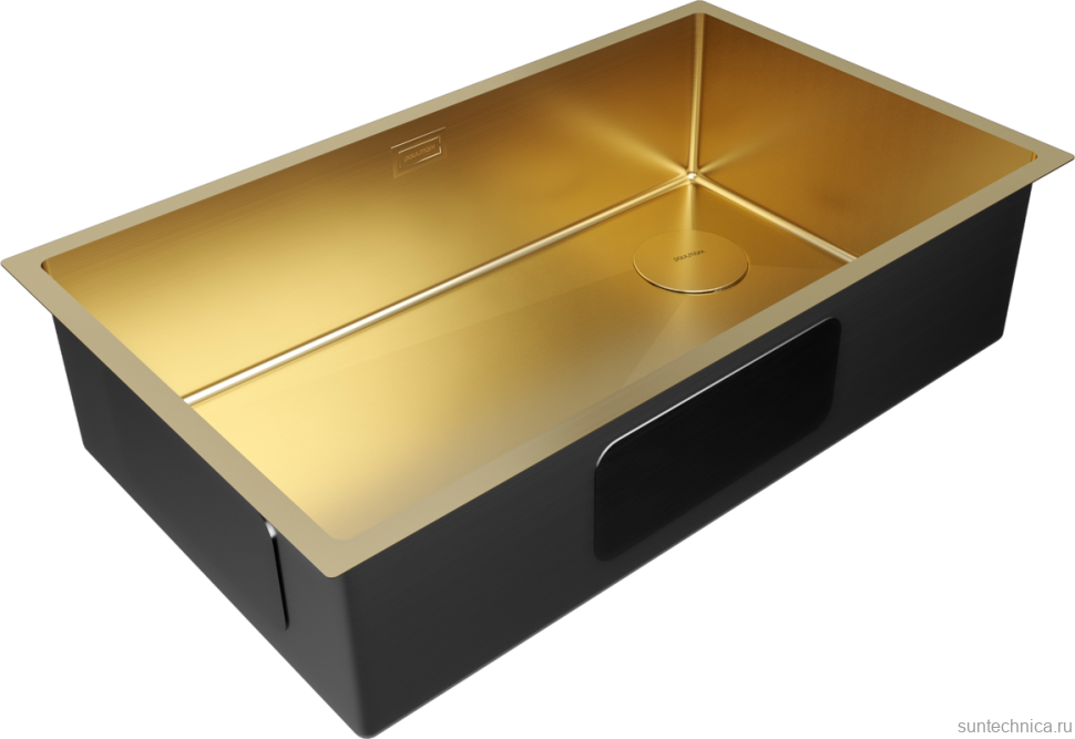 Комплект Мойка Paulmark Next-Skew PM887444-BG брашированное золото + Измельчитель Intenso