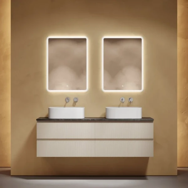 Мебель для ванной комнаты Sancos Snob T 160 beige soft, столешница черный мрамор TT160A1, раковина CN6052