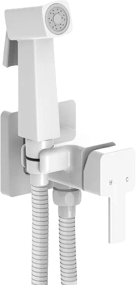 Гигиенический душ Elghansa Concealed 22Q0017-White (Set-112) со смесителем, белый, С ВНУТРЕННЕЙ ЧАСТЬЮ