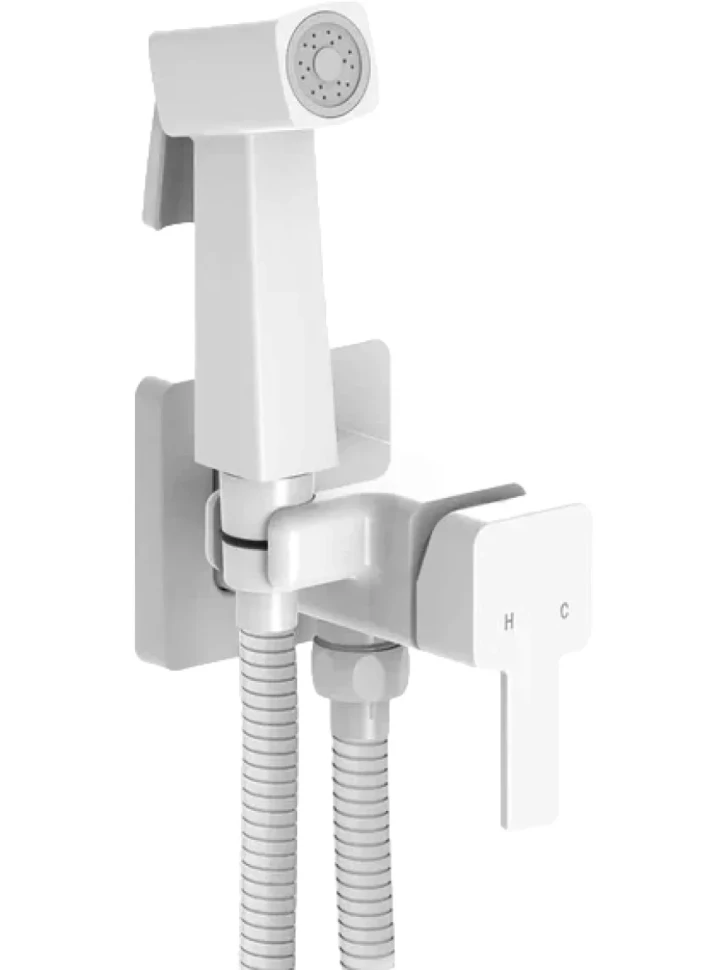 Гигиенический душ Elghansa Concealed 22Q0017-White (Set-112) со смесителем, белый, С ВНУТРЕННЕЙ ЧАСТЬЮ