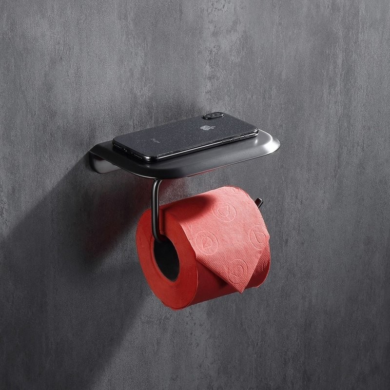 Держатель для туалетной бумаги Abber Nord AA1530NG с полкой для телефона, никель