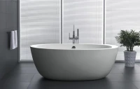 Акриловая ванна BelBagno BB67-1700 170x90 см, отдельностоящая, белая, овальная, с каркасом, со сливом-переливом
