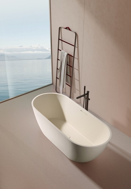 Ванна из искусственного камня AltroBagno Bruna 090203 170x75 см, отдельностоящая, овальная, на ножках, с донным клапаном, с подголовником