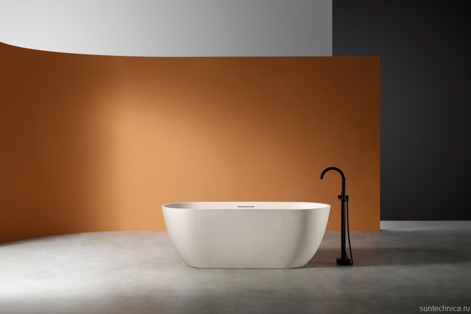 Ванна из искусственного камня AltroBagno Bruna 090203 170x75 см, отдельностоящая, овальная, на ножках, с донным клапаном, с подголовником