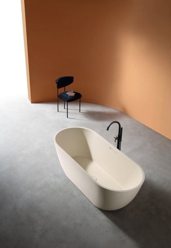 Ванна из искусственного камня AltroBagno Bruna 090203 170x75 см, отдельностоящая, овальная, на ножках, с донным клапаном, с подголовником