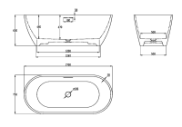 Ванна из искусственного камня AltroBagno Bruna 090203 170x75 см, отдельностоящая, овальная, на ножках, с донным клапаном, с подголовником