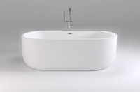 Акриловая ванна Black&White Swan SB109 170x80 см, отдельностоящая, белая, овальная, с каркасом, со сливом-переливом, с донным клапаном