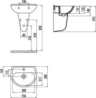 Раковина подвесная Creavit Oval TP145-00CB00E-0000 46 глянцевая белая