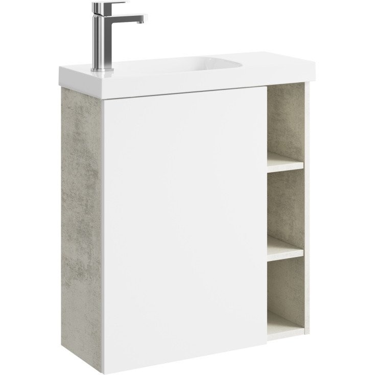 Мебель для ванной комнаты Aqwella Alba 60 L, подвесная, светлый камень, матовая белая