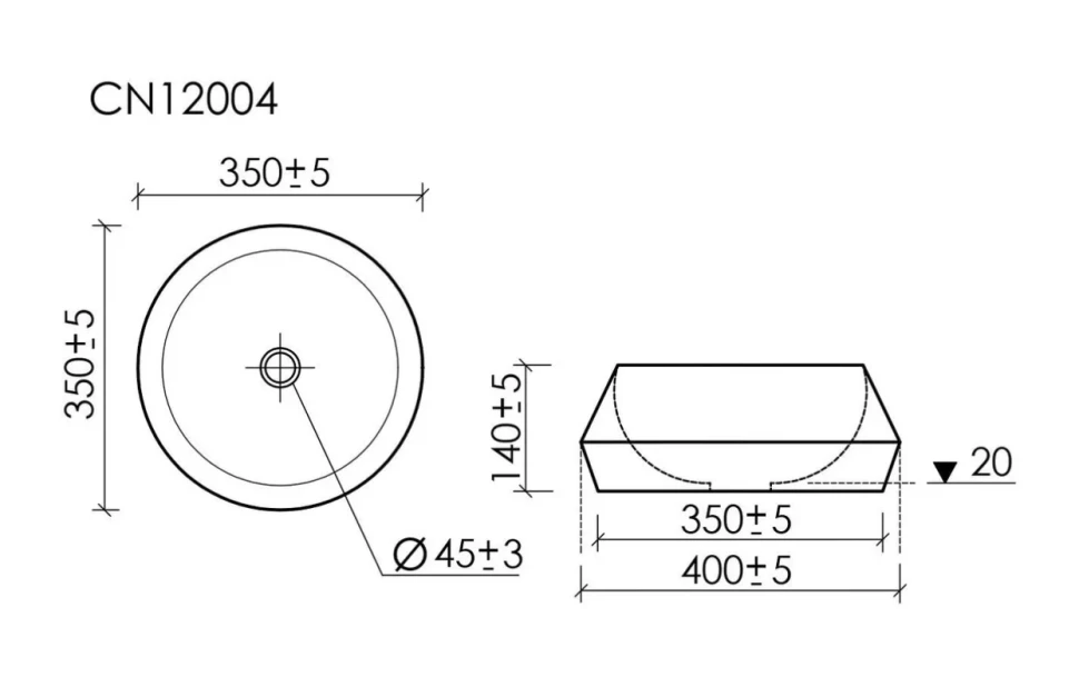 Раковина накладная Ceramicanova Maya круглая 40 см цвет белый CN12004