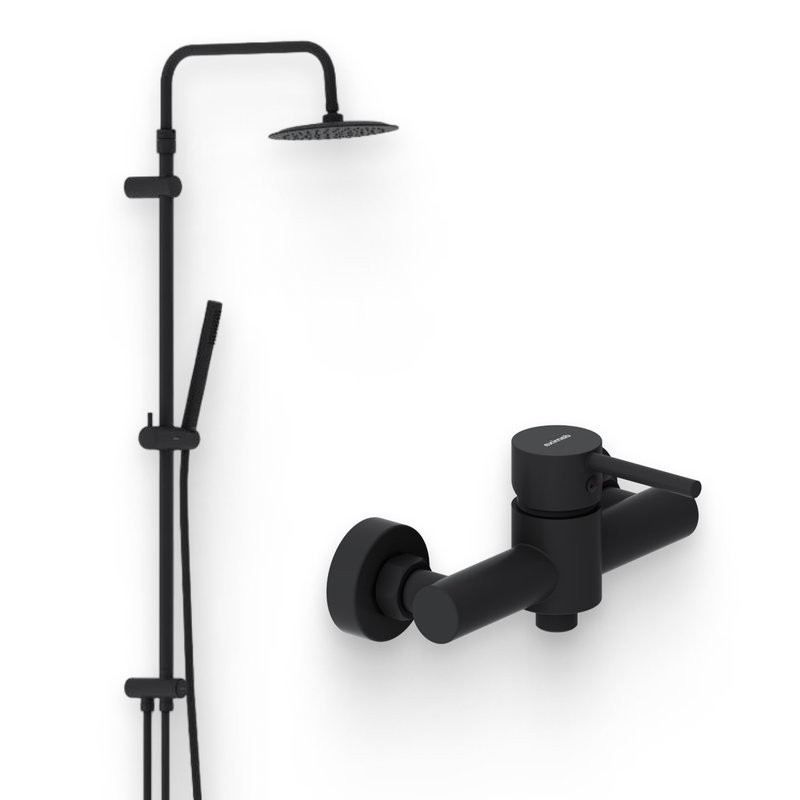 Душевой комплект Смеситель для душа Damixa Scandinavian Pure 362000300 черный + Стойка 936000300 черная матовая