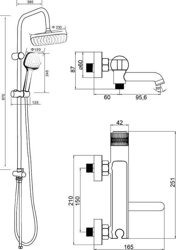 Душевая стойка Orange Push M02-914cr хром