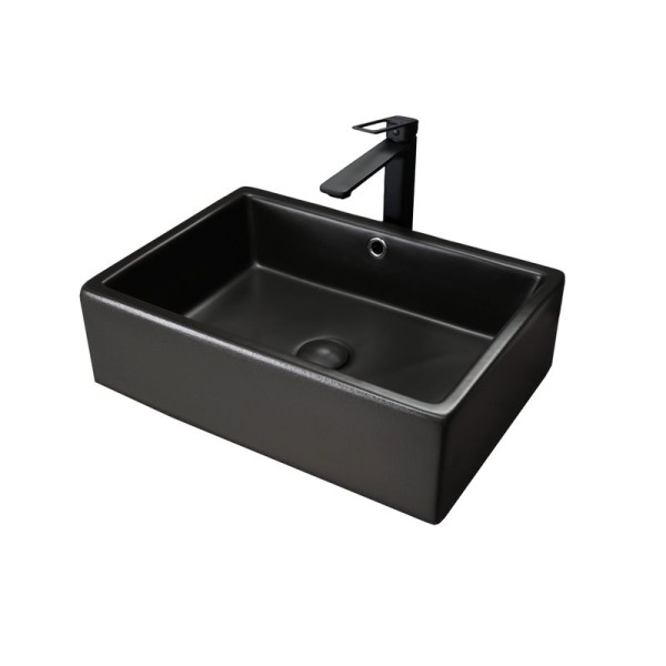 Накладная раковина GID Geometrico N9129bg 50 черный графит, прямоугольная, фаянс