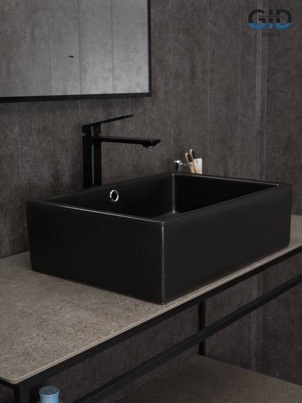 Накладная раковина GID Geometrico N9129bg 50 черный графит, прямоугольная, фаянс