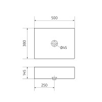 Накладная раковина GID Geometrico N9129bg 50 черный графит, прямоугольная, фаянс