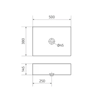Накладная раковина GID Geometrico N9129bg 50 черный графит, прямоугольная, фаянс