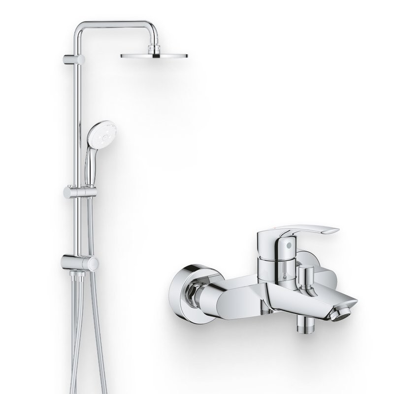 Душевой комплект Смеситель Grohe Eurosmart 33300003 + Стойка New Tempesta 27389002