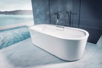 Чугунная ванна Jacob Delafon Volute 6D063-00 170x80 см, отдельностоящая, белая, овальная, на ножках, с экраном, со сливом-переливом