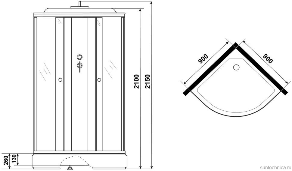 Душевая кабина Niagara Promo P90/26/MT 90x90 см