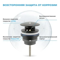 Комплект Накладная раковина Lavinia Boho Bathroom Sink Slim 33311003 + Донный клапан Wellsee Drainage System 182140000 матовый черный + Сифон 182105000 матовый черный