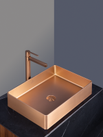Накладная раковина AltroBagno Astro 001019 RaSp 51 матовая медь, прямоугольная, нержавеющая сталь