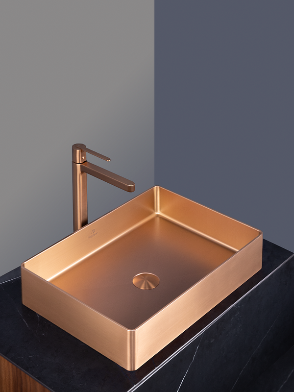 Накладная раковина AltroBagno Astro 001019 RaSp 51 матовая медь, прямоугольная, нержавеющая сталь