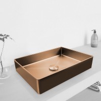 Накладная раковина AltroBagno Astro 001019 RaSp 51 матовая медь, прямоугольная, нержавеющая сталь